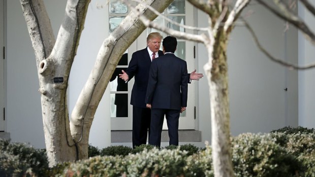 US President Donald Trump and Japanese Prime Minister Shinzo Abe at the White House on Friday.