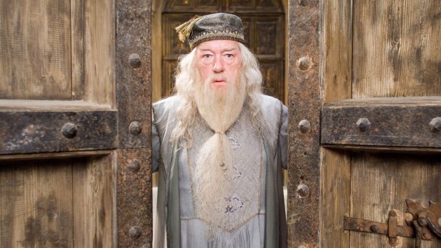 Dumbledore (played here by Michael Gambon) was an elderly man in the Potter films.