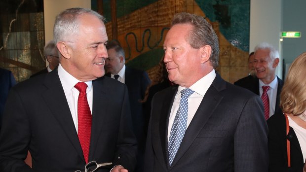 Malcolm Turnbull with philanthropist Andrew Forrest in Canberra.