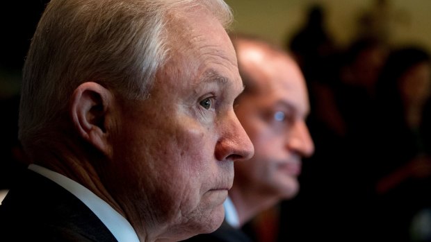 Attorney General Jeff Sessions attends a Cabinet meeting with President Donald Trump.