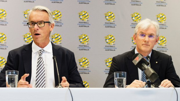 Dispute: Football Federation Australia CEO David Gallop and chairman Steven Lowy.