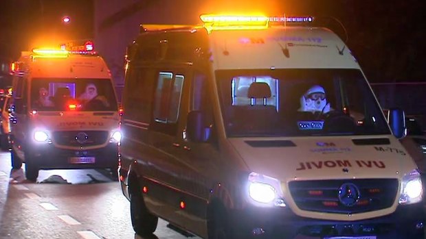An ambulance carrying a Spanish nurse infected with Ebola arrives at the Carlos III Hospital in Madrid.