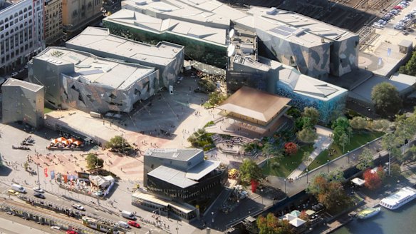 An artist's impression of the Apple store at Federation Square.  