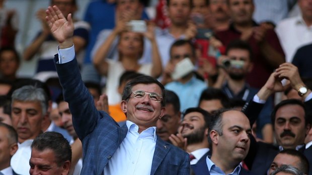 Turkey's Prime Minister Ahmet Davutoglu at a soccer match in Turkey on Sunday. 