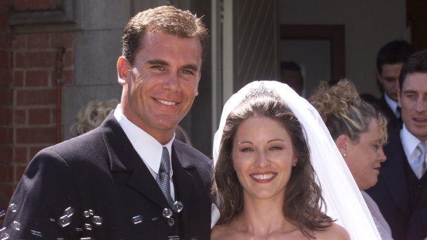 Carey and then wife Sally at their Wagga Wagga wedding in 2001.
