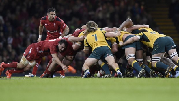 The Wallabies conceded a penalty try after a period of sustained pressure on their scrum.