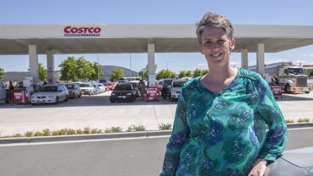 Mary Colls of Belconnen was happy enough to wait in line for the low fuel prices at Costco.