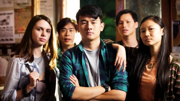 Ronny Chieng (centre) in 'Ronny Chieng - International Student' on Comedy Showroom.