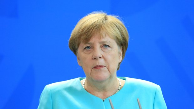 Angela Merkel, Germany's chancellor, at a news conference following the UK European Union referendum.