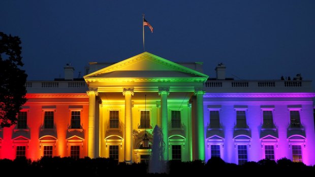 The White House illuminated in rainbow colours after the Supreme Court's ruling legalised gay marriage across the nation in June.