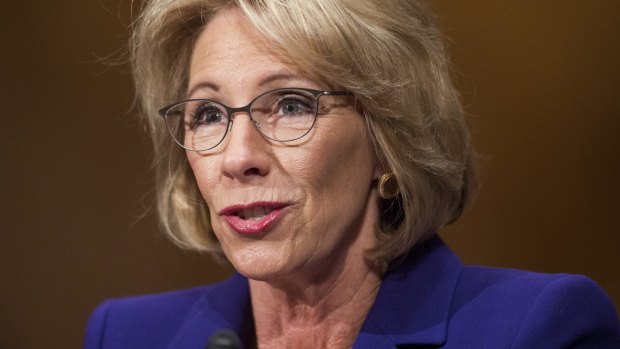 Betsy DeVos, nominee for secretary of education, speaks during confirmation hearing in Washington, DC. 