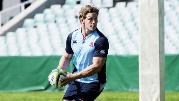 Ready for a storm: NSW captain Michael Hooper at a training run.