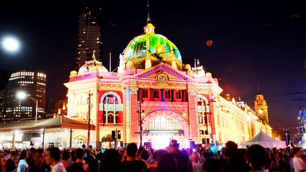 Flinders Street Station during the 2013 White Night.