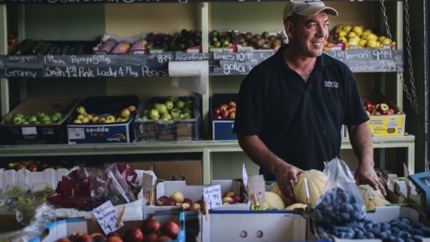 Gino Polimeni at his fruit shop in Jugiong NSW. 

