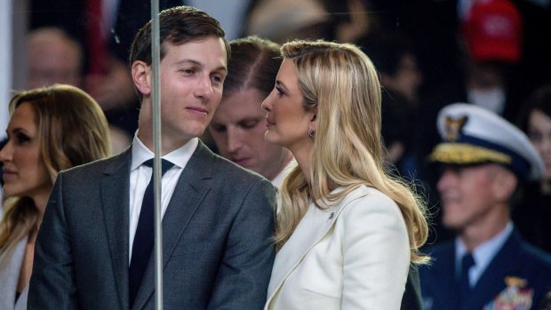 Jared Kushner at the inaugural parade with his wife Ivanka Trump.