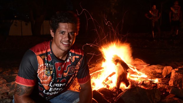 Accentuate the positive: Dane Gagai at the Indigenous camp. 