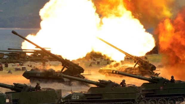 North Korean tanks took part in a live-fire drill on Wednesday.