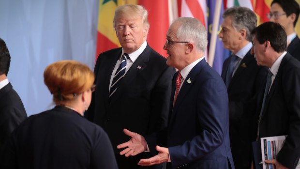 Prime Minister Malcolm Turnbull with US President Donald Trump at the G20 meeting in Hamburg last month.