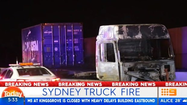 A truck burst into flames on the M5 motorway on Friday morning, causing traffic delays.