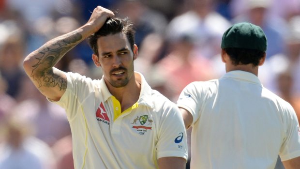 Scratching his head: Mitchell Johnson returned figures of 2-180 in the first Test.