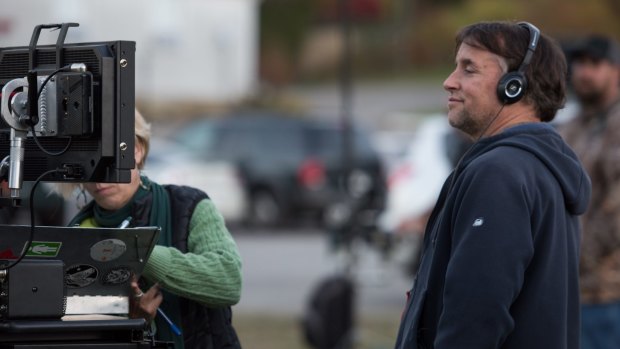 Director Richard Linklater on the set of Last Flag Flying.