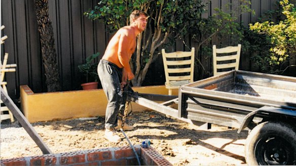 Chris Parmangos when he was younger and working as a brick labourer.