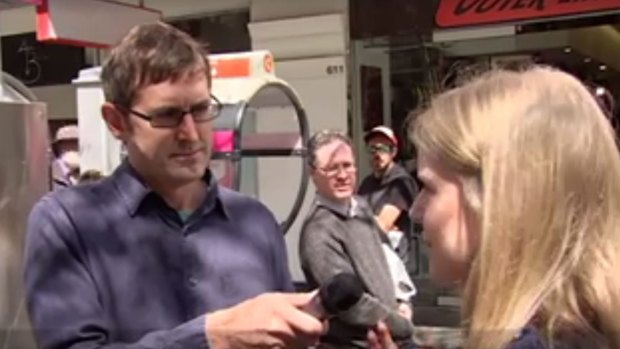 Louis Theroux interviews journalism intern Stephanie Garnaut in Perth.