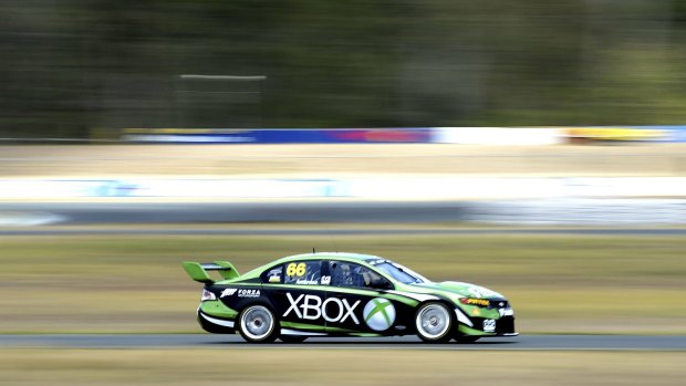 DJR Team Penske's Marcos Ambrose drives during a practice session at Brisbane's Queensland Raceway in late 2014.