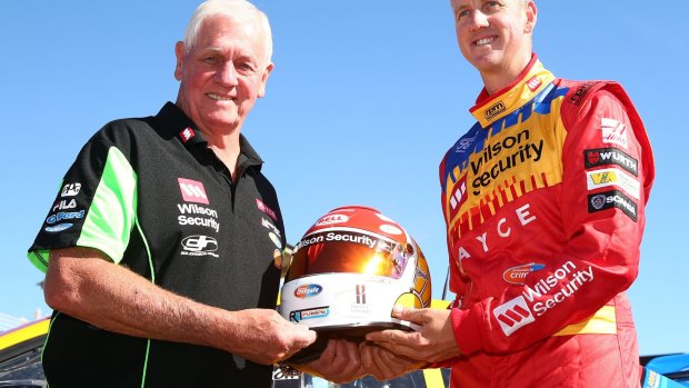 Johnson with his son, Steve, in early October 2014, ahead of that year's Bathurst 1000 race.
