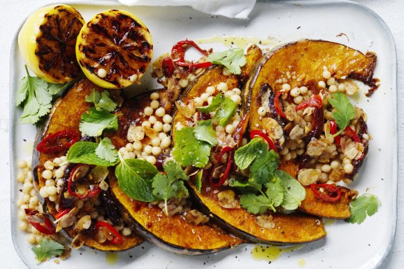 Roast pumpkin and cous cous salad.