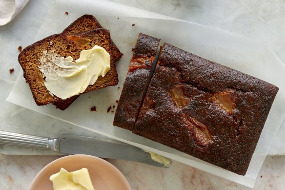 Serve a slice of this malt loaf with butter and a cup of tea.