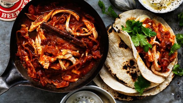Chipotle chicken in adobo makes for a smoky taco filling.