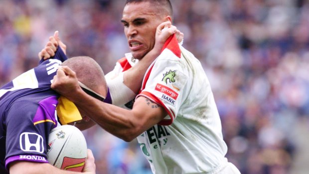 Anthony Mundine gets heavy during the 1999 NRL Grand Final.