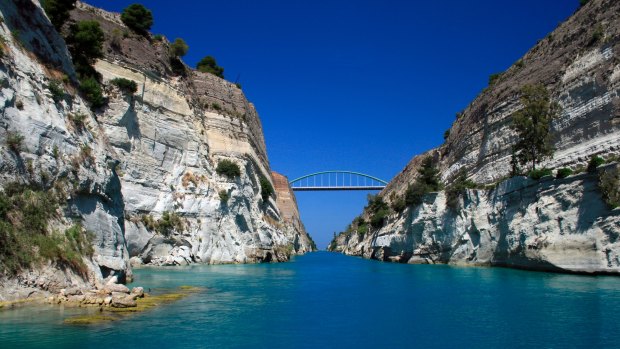 The Corinth Canal in Greece.