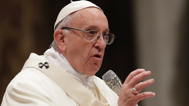 Pope Francis celebrates a mass for nuns and priests in St. Peter's Basilica at the Vatican.