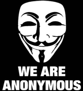 Hacker collective: The Anonymous logo.