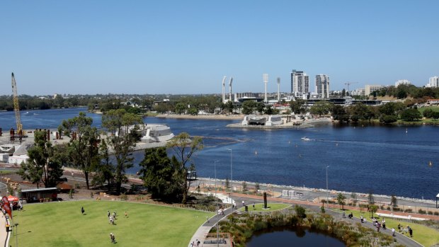 The soon-to-be-completed bridge connecting Perth city with the stadium.