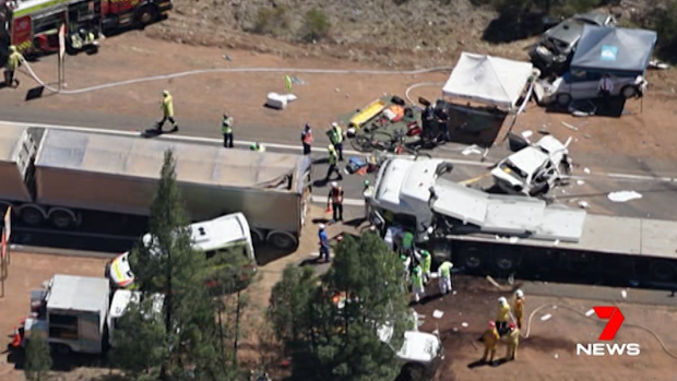 The driver of the semi-trailer involved in a fatal seven-vehicle crash on the Newell Highway near Dubbo in January has been charged with dangerous driving.