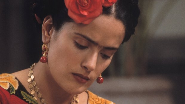 Hayek as Mexican artist Frida Kahlo in the 2002 film Frida, which was nominated for six Oscars, including best actress for Hayek.