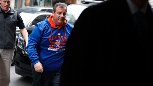 Governor Chris Christie arrives at Trump Tower on Saturday.