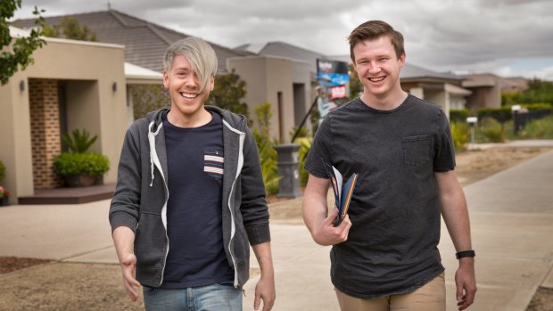 New home owners Dean Tattersall (left) and Josh Wilson were attracted to Wallan's affordable housing - and a more rural lifestyle.