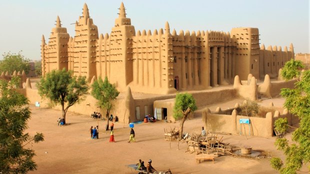 The Great Mosque at Djenne near Timbuktu is the largest mud brick building in the world.
