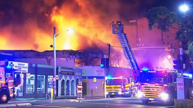 "Bronto" fire trucks in action at a NSW fire.