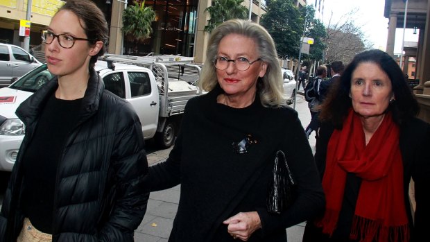 Jill Hickson Wran arrives at the NSW Supreme Court to support her daughter Harriet Wran in June.