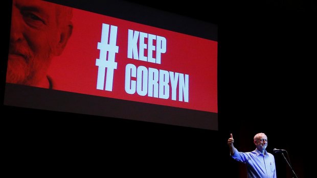 Labour leader Jeremy Corbyn at a #KeepCorbyn event in Brighton earlier this week. 