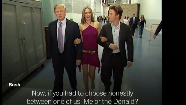 Donald Trump, actress Arianne Zucker, and host Billy Bush in the 2005 tape.