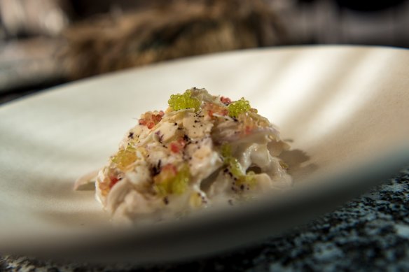 Coconut, chicken and bunya bunya nut salad.