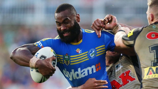 Blue and gold to green and gold: Eels winger Semi Radradra.
