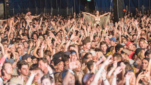 A crowd inside the Grand Theatre at the Falls Festival.