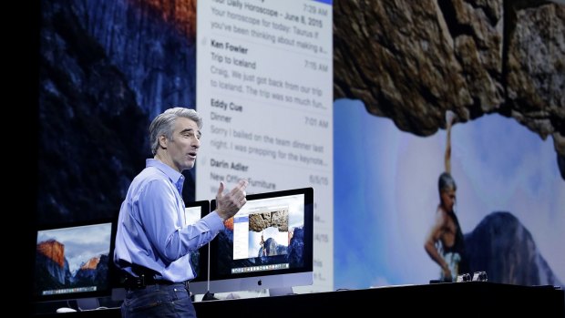 Craig Federighi, Apple senior vice president of Software Engineering, talks about the El Capitan operating system at the Apple Worldwide Developers Conference in San Francisco.